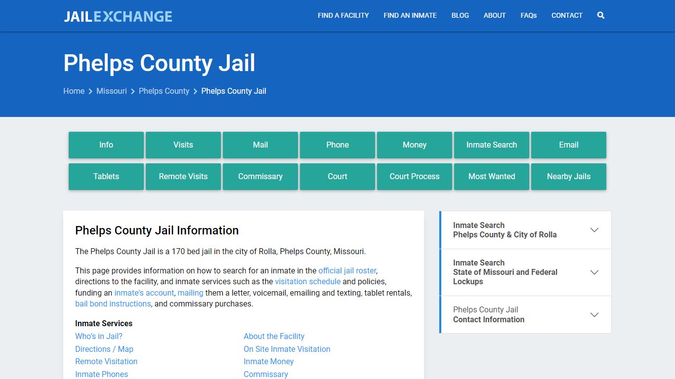 Phelps County Jail, MO Inmate Search, Information