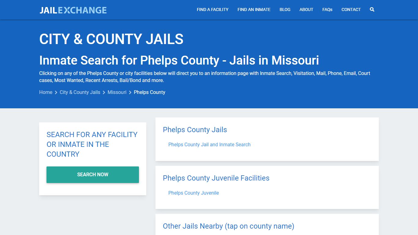 Inmate Search for Phelps County | Jails in Missouri - Jail Exchange